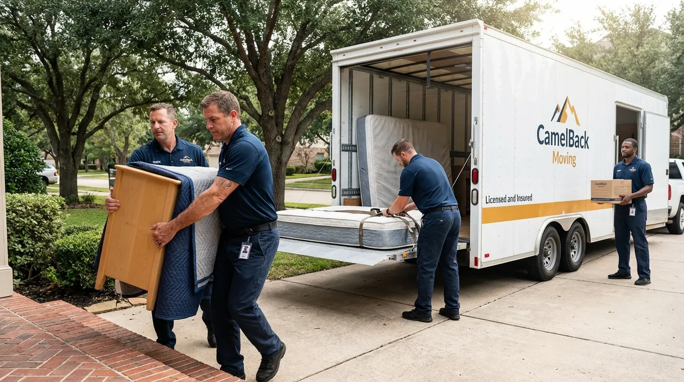 Crew loading residential truck for cross-state move from Marysville, WA