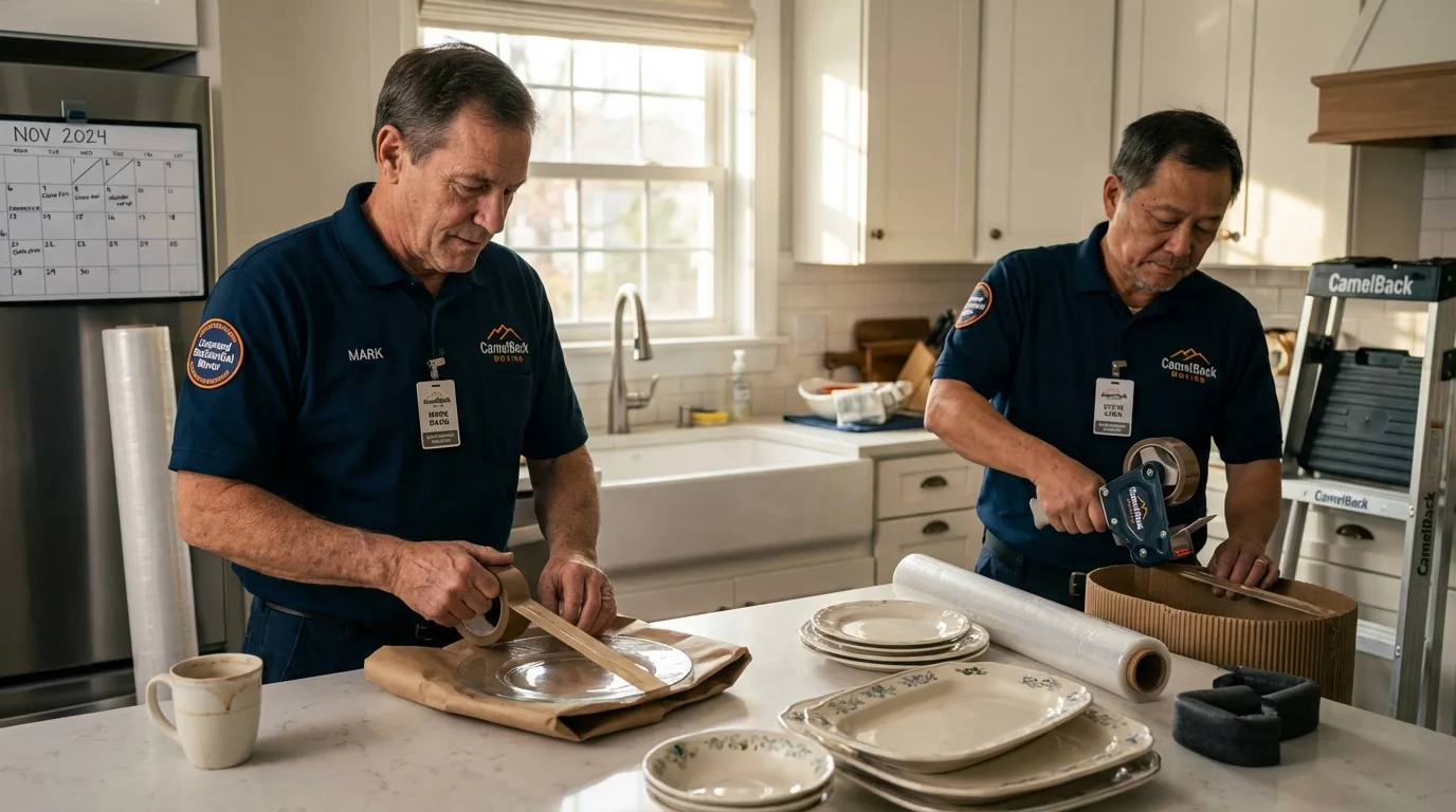 Professional crew packing kitchen dishware in Marysville, WA