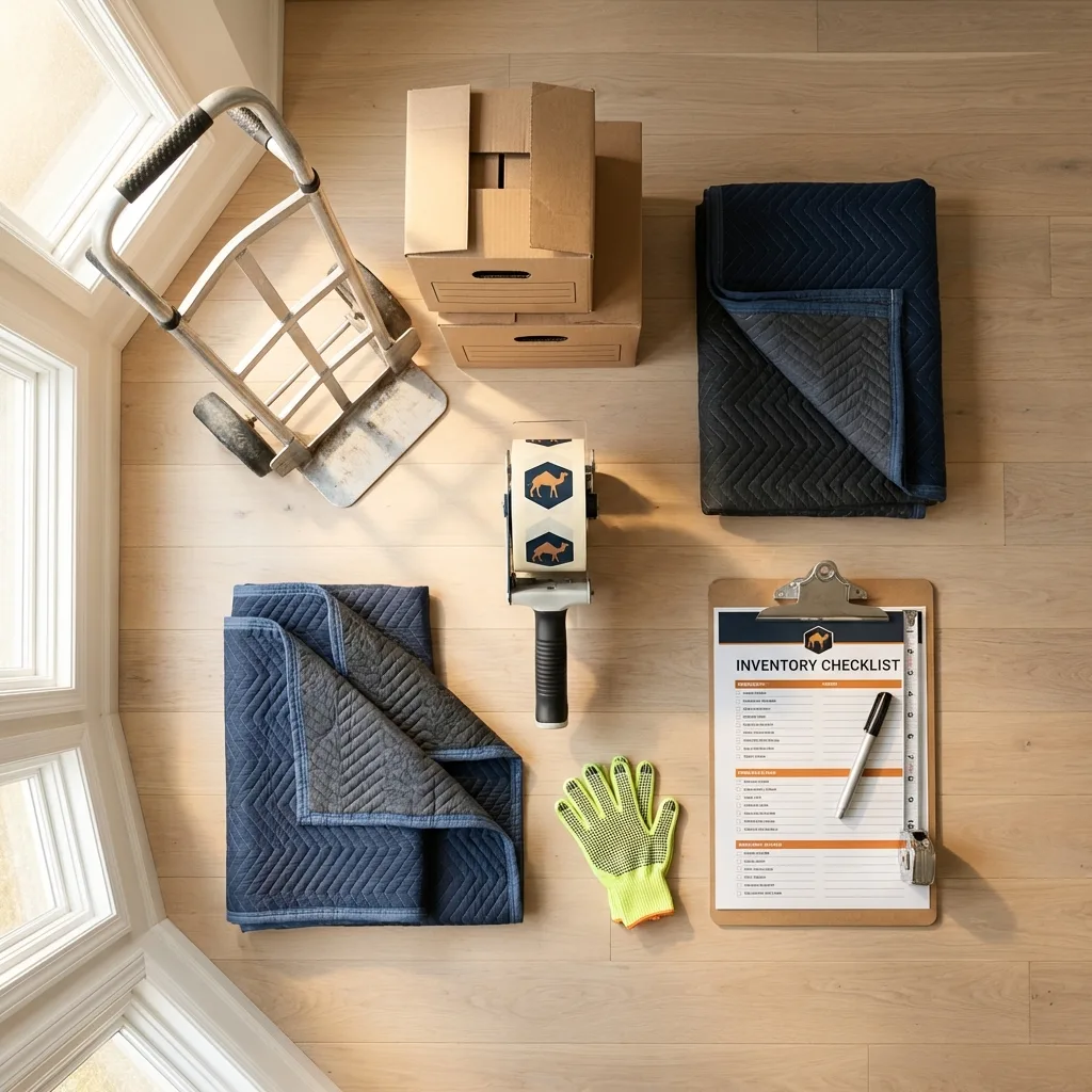 Professional moving supplies and packing materials layout for Marysville residential relocations